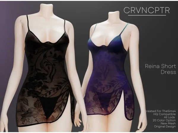 Alpha Reina Short Dress - The Sims 4 Custom Content