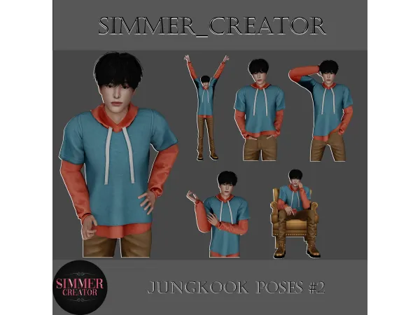 Mix Jungkook poses 2 by Meow_creator - The Sims 4 Custom Content