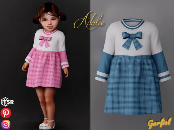 Alpha Adalee Cute Dress with a bow by Garfiel - The Sims 4 Custom Content