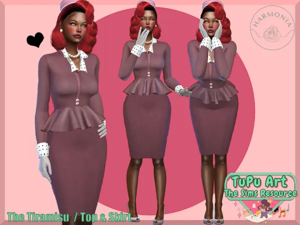Mix TSR x TuPu Art Collab The Tiramisu Top by Harmonia - The Sims 4 Custom Content