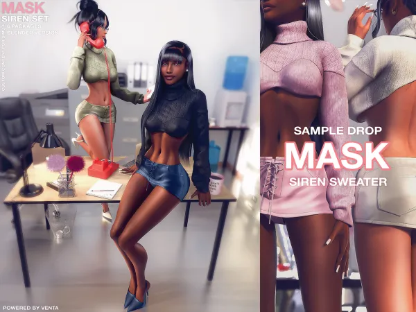 Alpha mask siren sweater sample - The Sims 4 Custom Content