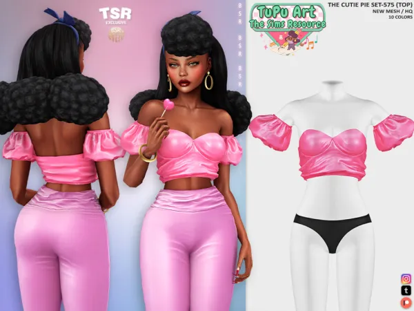 Alpha TuPu Art Collab THE CUTIE PIE SET 575 (TOP) BD1477 tr by busratr - The Sims 4 Custom Content