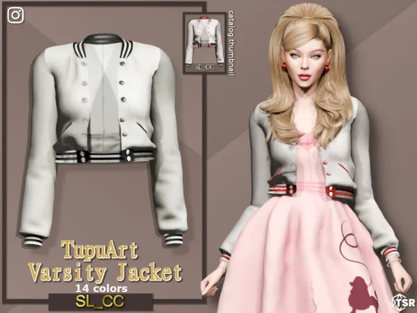 Alpha TuPuArtCollab_VarsityJacket [Female Version] by SL_CCSIMS - The Sims 4 Custom Content