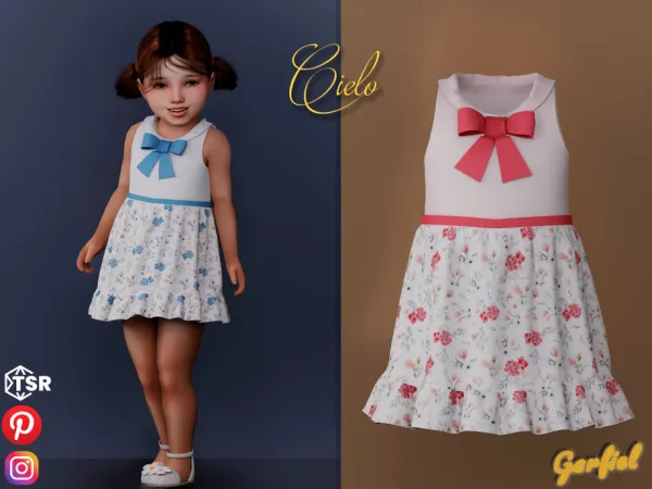 Alpha Cielo Cute dress with bow by Garfiel I am from UKRAINE - The Sims 4 Custom Content
