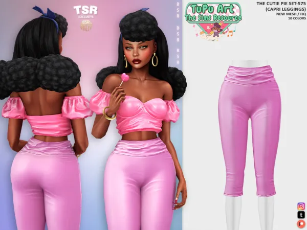 Alpha TuPu Art Collab THE CUTIE PIE SET 575 (CAPRI LEGGINGS) BD1478 tr by busra - The Sims 4 Custom Content
