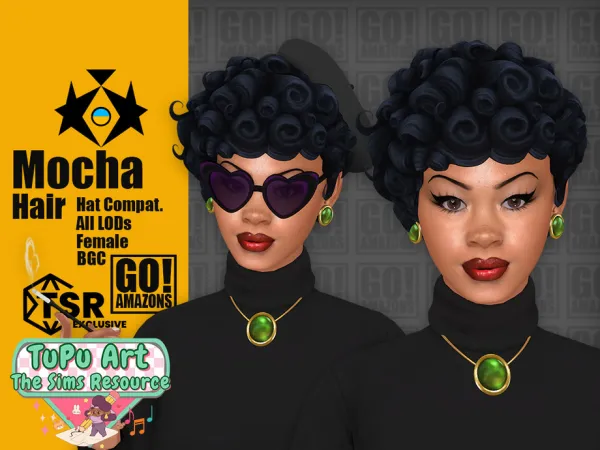 Maxis Match TuPu Art Collab Mocha Hair by GoAmazons - The Sims 4 Custom Content