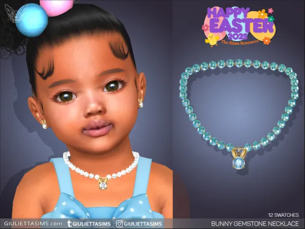 Alpha Bunny Gemstone Necklace For Toddlers - The Sims 4 Custom Content