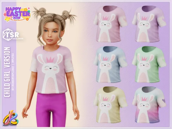 Alpha Girl T Shirt 305 Child by RobertaPLobo - The Sims 4 Custom Content