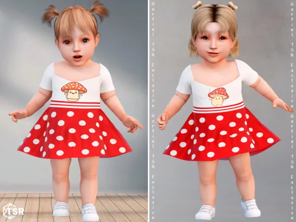 Alpha Kristina Infant dress with mushroom print by Garfiel - The Sims 4 Custom Content