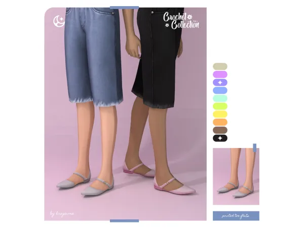 Maxis Match Pointed Toe Flats Crochet Collection III - The Sims 4 Custom Content