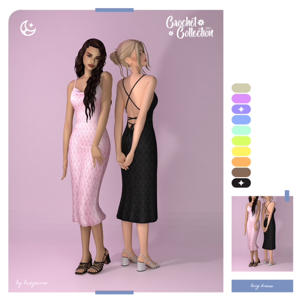 Maxis Match Long Dress Crochet Collection III by luxysims - The Sims 4 Custom Content