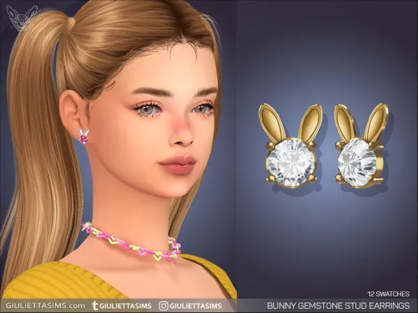 Alpha Bunny Gemstone Earrings - The Sims 4 Custom Content
