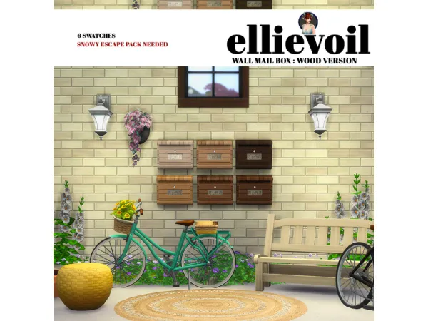 Maxis Match WALL MAILBOX WOOD by ellievoil - The Sims 4 Custom Content
