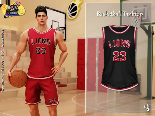 Alpha Basketball Tank top for men by wisteriasims - The Sims 4 Custom Content