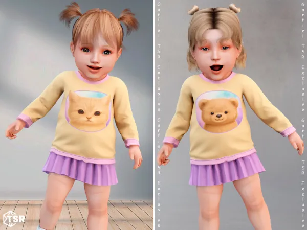 Alpha Karina Infant sweatshirt dress with cute print by Garfiel - The Sims 4 Custom Content