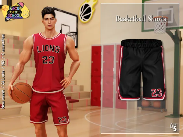 Alpha Basketball Shorts for men - The Sims 4 Custom Content