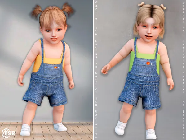 Lilia - Denim infant overalls with tank top by Garfiel