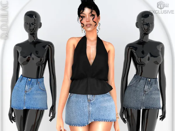 Alpha Denim Mini Skirt DO0768 by DOLilac - The Sims 4 Custom Content
