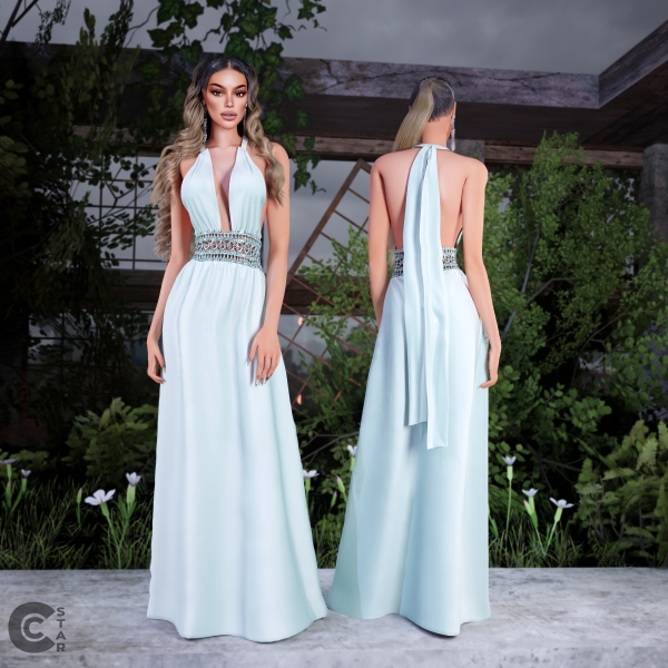 Alpha Halter Floor Length Dress cool_content_star by cool_content_star - The Sims 4 Custom Content