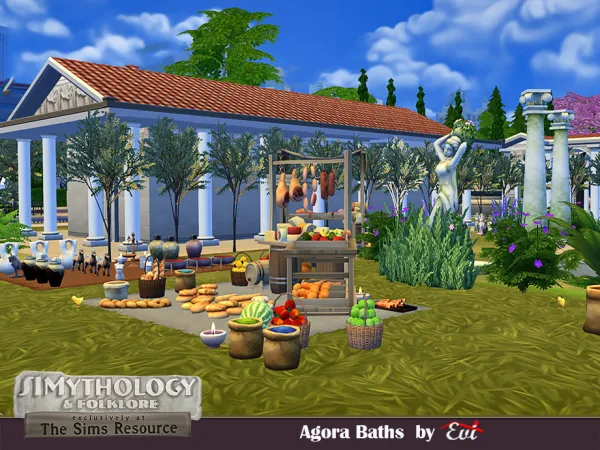 Maxis Match Agora Baths by Evi - The Sims 4 Custom Content