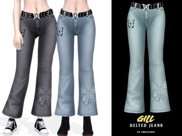Alpha Gill Belted Jeans - The Sims 4 Custom Content