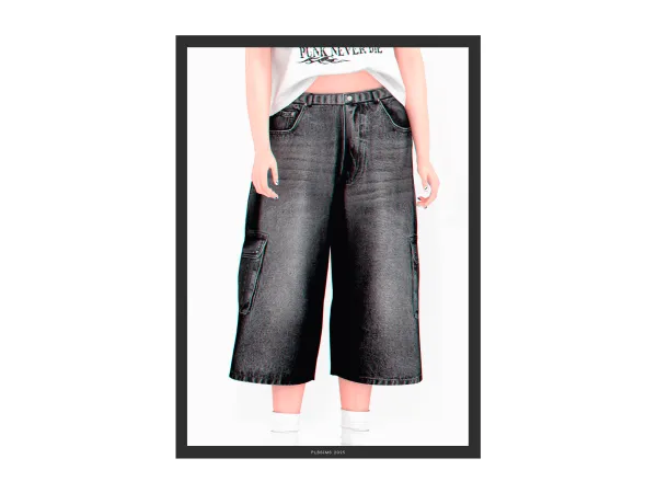 Alpha Hot y2k Denim Bermuda - The Sims 4 Custom Content