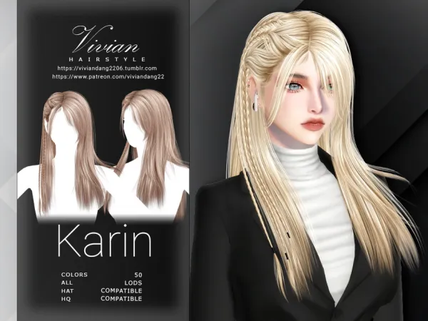 Alpha Karin Hairstyle by VivianDang - The Sims 4 Custom Content