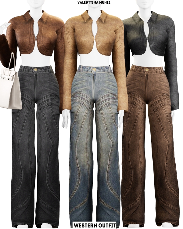 Alpha Western Outfit Valenttina Muniz Custom Content by valentinamuniz - The Sims 4 Custom Content