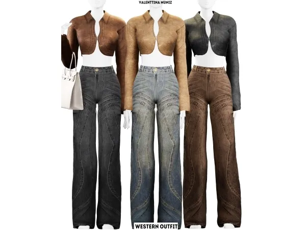 Alpha Western Outfit Valenttina Muniz Custom Content - The Sims 4 Custom Content