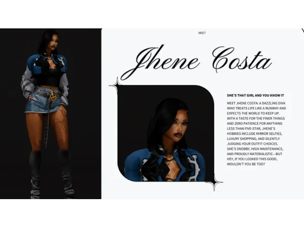 Alpha Jhene Costa by CutieCreations - The Sims 4 Custom Content