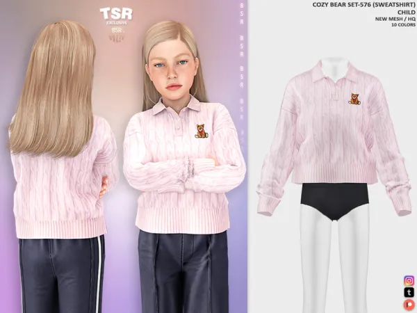 Alpha ChildF COZY BEAR SET 576 (SWEATSHIRT) BD1479 tr by busra - The Sims 4 Custom Content