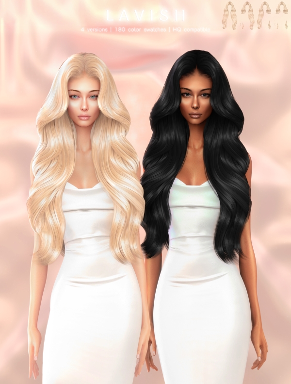 Alpha Lavish Hairstyle by greenteahoney - The Sims 4 Custom Content