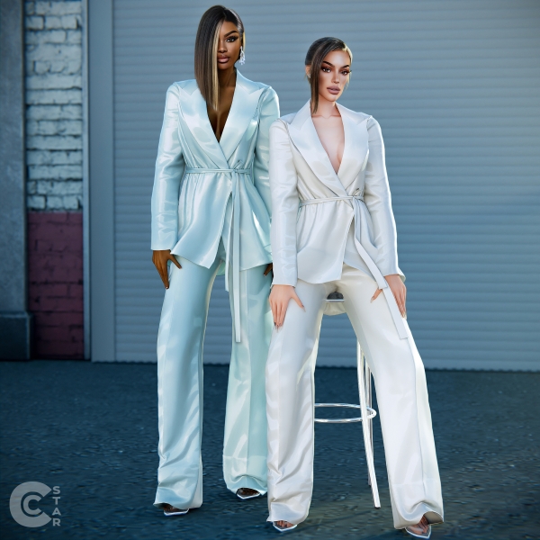 Alpha Satin Blazer With Belt cool_conent_star by cool_content_star - The Sims 4 Custom Content
