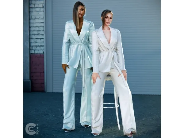 Satin Blazer With Belt - cool_conent_star
