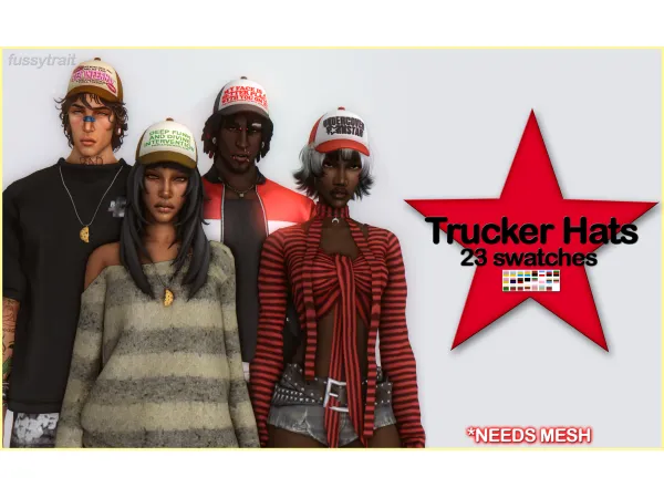 Maxis Match Trucker Hats by fussytrait - The Sims 4 Custom Content