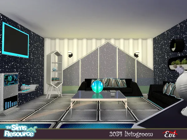 Mix 2034 livingroom by Evi - The Sims 4 Custom Content