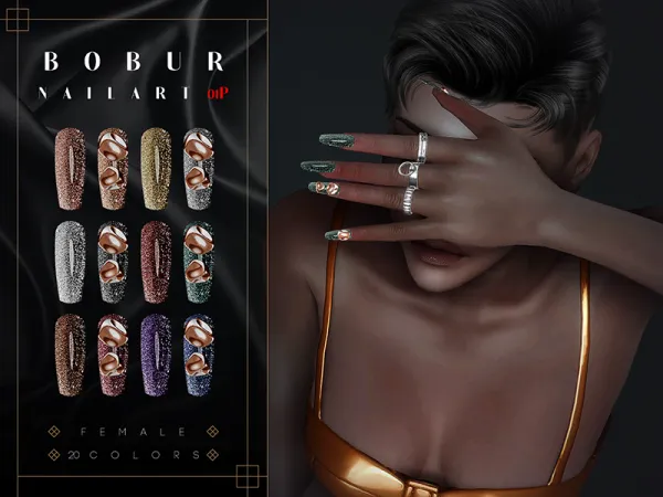 Alpha Ballerina nails with accessories by Bobur2 - The Sims 4 Custom Content