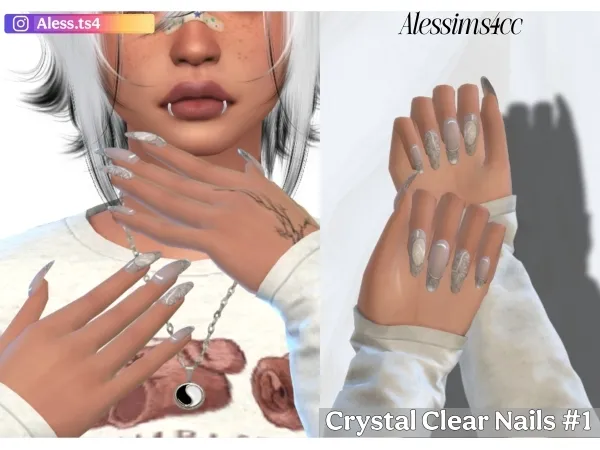 Alpha Crystal Clear Nails N1 - The Sims 4 Custom Content