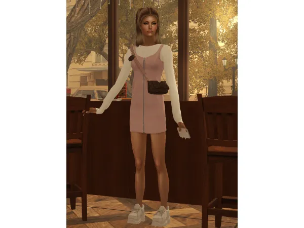 KliraAFtopoverallDressWLongSl - The Sims 2 Custom Content