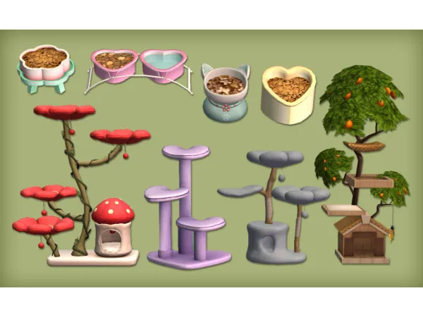 Heart Flower Cat Pet Set by simsfinds - The Sims 2 Custom Content