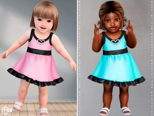 Alpha Alla Infant party dress with heart detail by Garfiel - The Sims 4 Custom Content