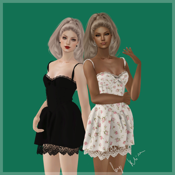 Klira TopMiniDressWLace2024 by simsfinds - The Sims 2 Custom Content
