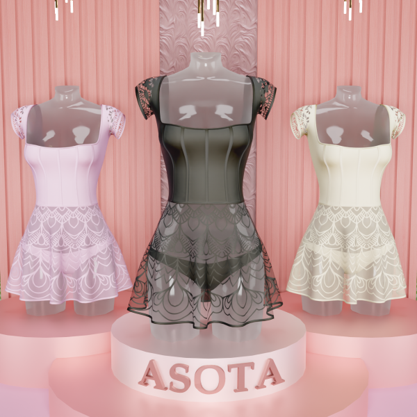 Alpha [ASOTA OFFICIAL] Hesley Short Dress by asotaofficial - The Sims 4 Custom Content
