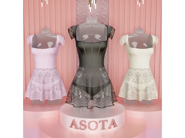 Alpha [ASOTA OFFICIAL] Hesley Short Dress - The Sims 4 Custom Content