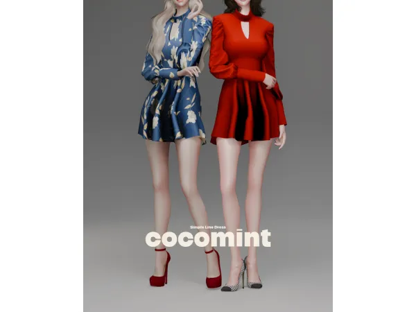 Alpha [cocomint] Simple Line Dress by cocomintcc - The Sims 4 Custom Content