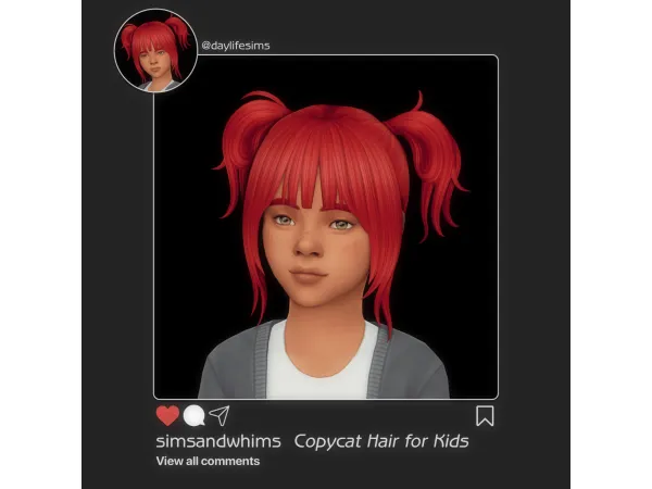 Maxis Match Copycat Hair for Kids (daylifesims) by SimsandWhims - The Sims 4 Custom Content