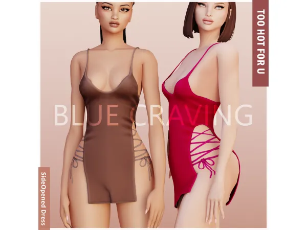 Maxis Match Blue Craving Side Opened Dress - The Sims 4 Custom Content
