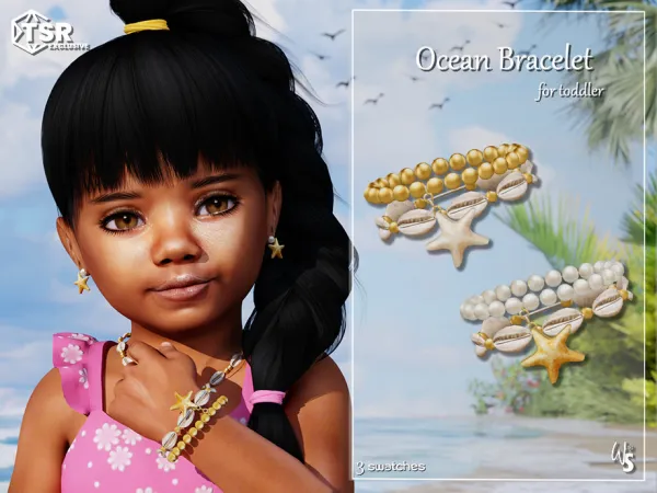 Alpha Ocean Bracelet for toddler by wisteriasims - The Sims 4 Custom Content