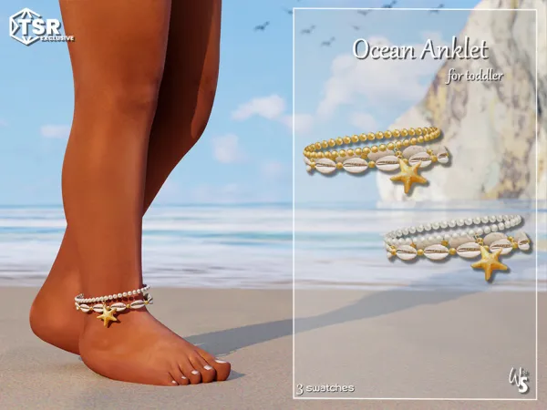 Alpha Ocean Anklet for toddler by wisteriasims - The Sims 4 Custom Content