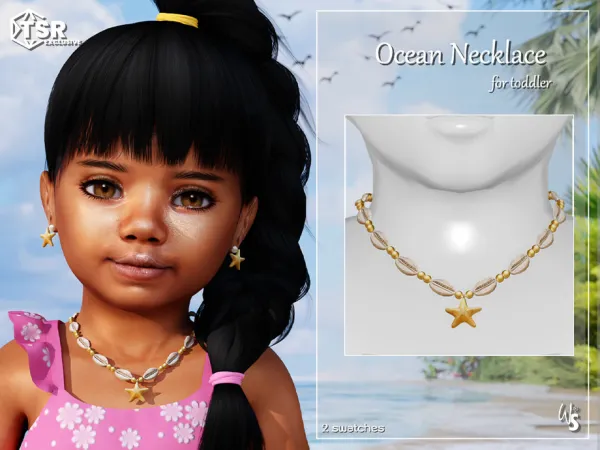 Alpha Ocean Necklace for toddler by wisteriasims - The Sims 4 Custom Content